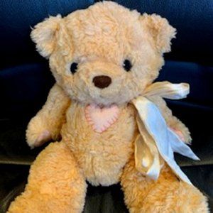 Cherished Teddies Stuffed Beige Teddy Bear with Heart Embroidery 13.5" x 10"